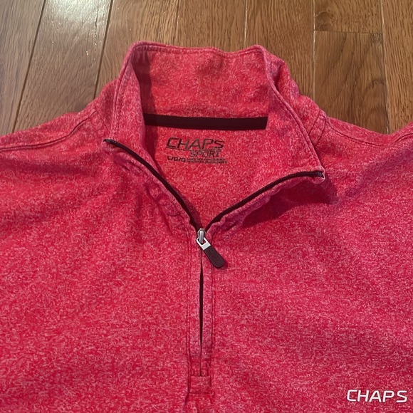 Chaps Sport Heathered Red Quarter-Zip Pullover size Large - Picture 3 of 4